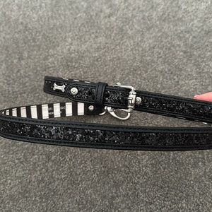 RARE Henri Bendel black glitter small dog leash